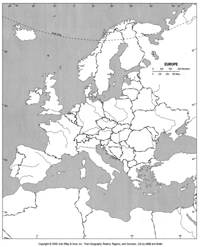 Blank Map Of Europe Countries. On a lank outline map label