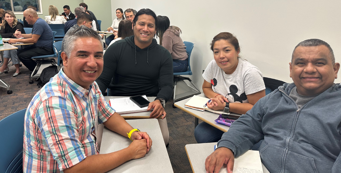 Roger Doherty Ramirez with students
