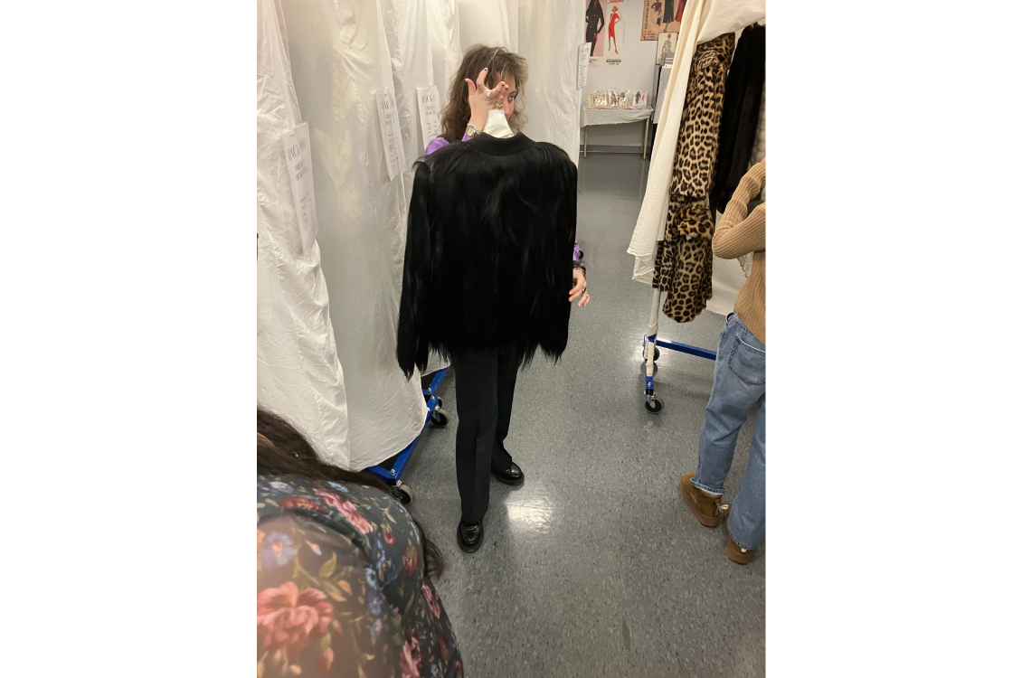 Women’s coat made of monkey hair.