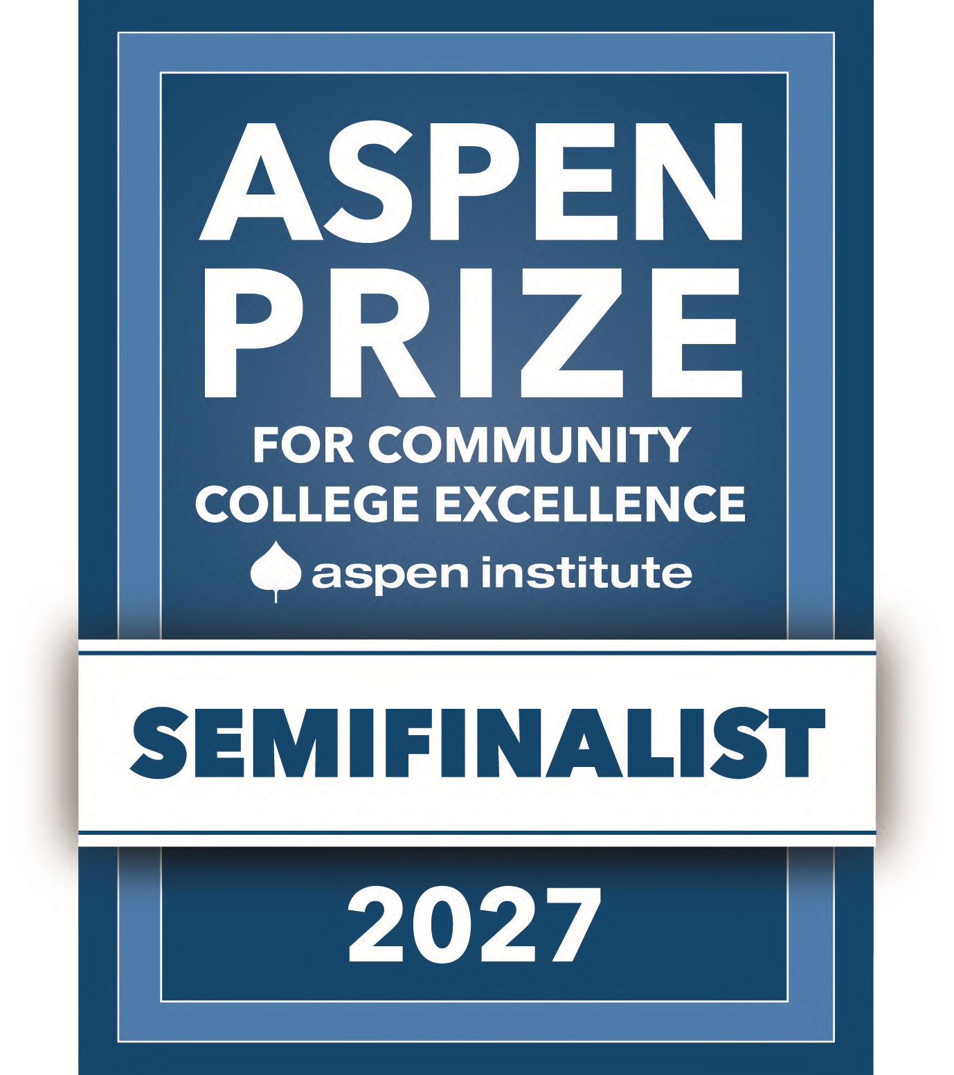 A logo designating semifinalist status for the 2027 Aspen Prize
