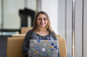 Arianna Mormino studies in the Harper library
