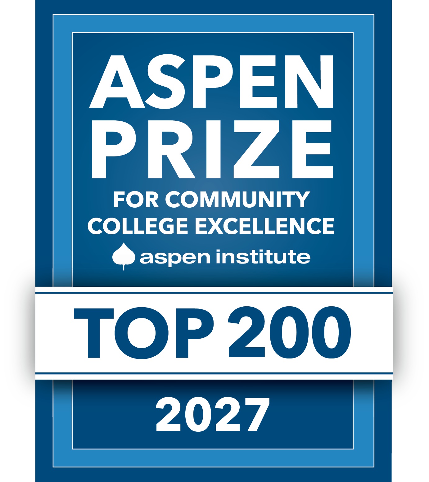 A logo designating that Harper College is one of the 200 colleges elligible for the 2027 Aspen Prize