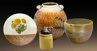 Examples of Harper College Clay Guild pottery pieces