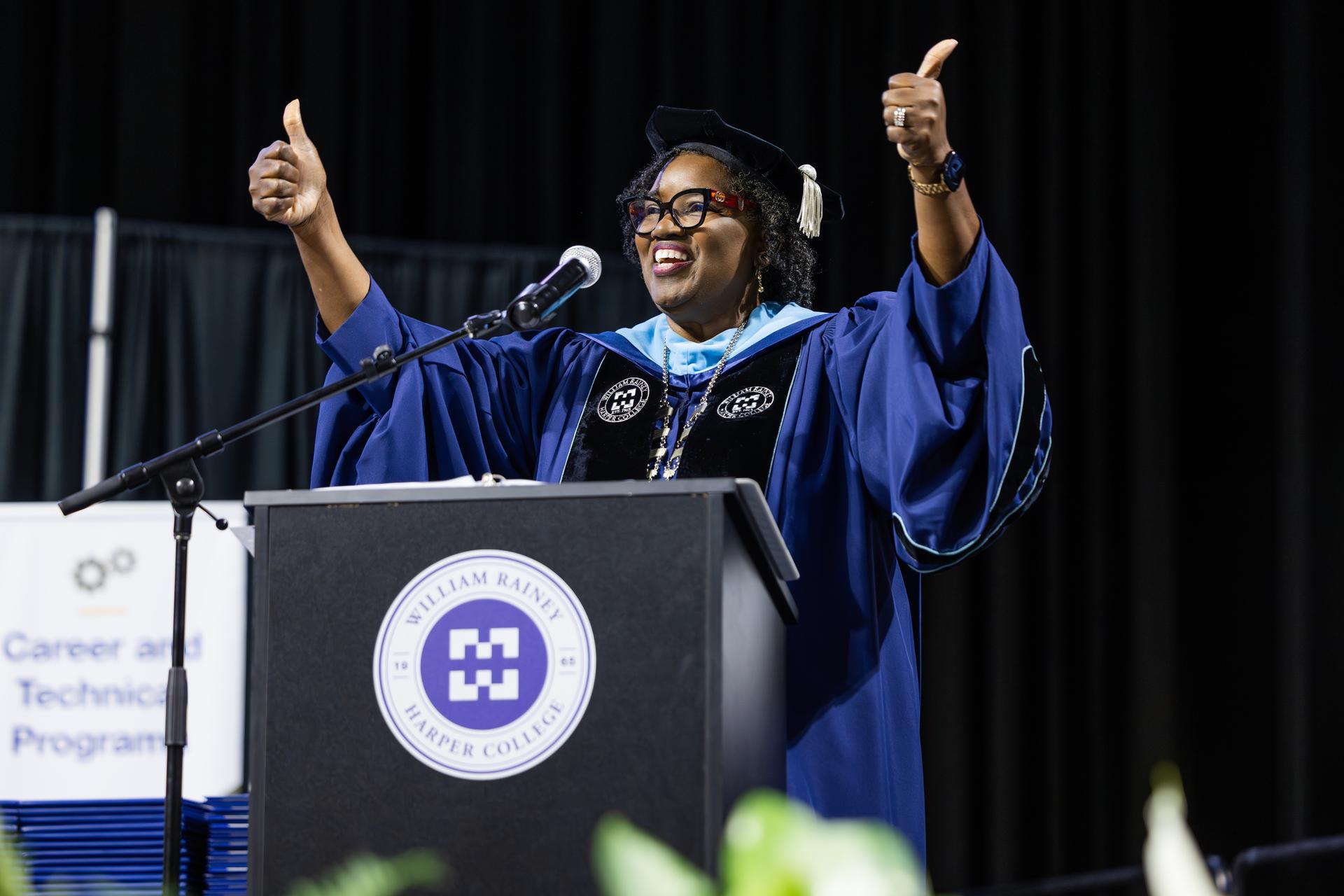 Dr. Avis Proctor gives two thumbs up