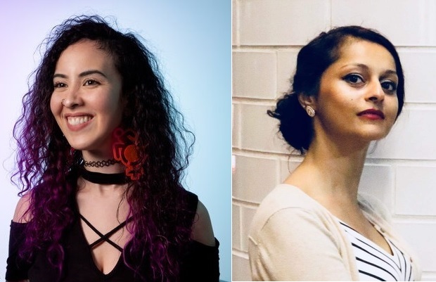 Photo portraits of artists Genevieve Ramos and Grishma Shah