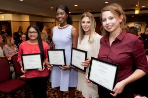 HOPE Giving Circle scholarship recipients Ariana Herrera, Sol Akinola, Alex Aleksandrov and Aleska Schwartz