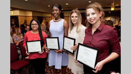 HOPE Giving Circle scholarship recipients Ariana Herrera, Sol Akinola, Alex Aleksandrov and Aleska Schwartz