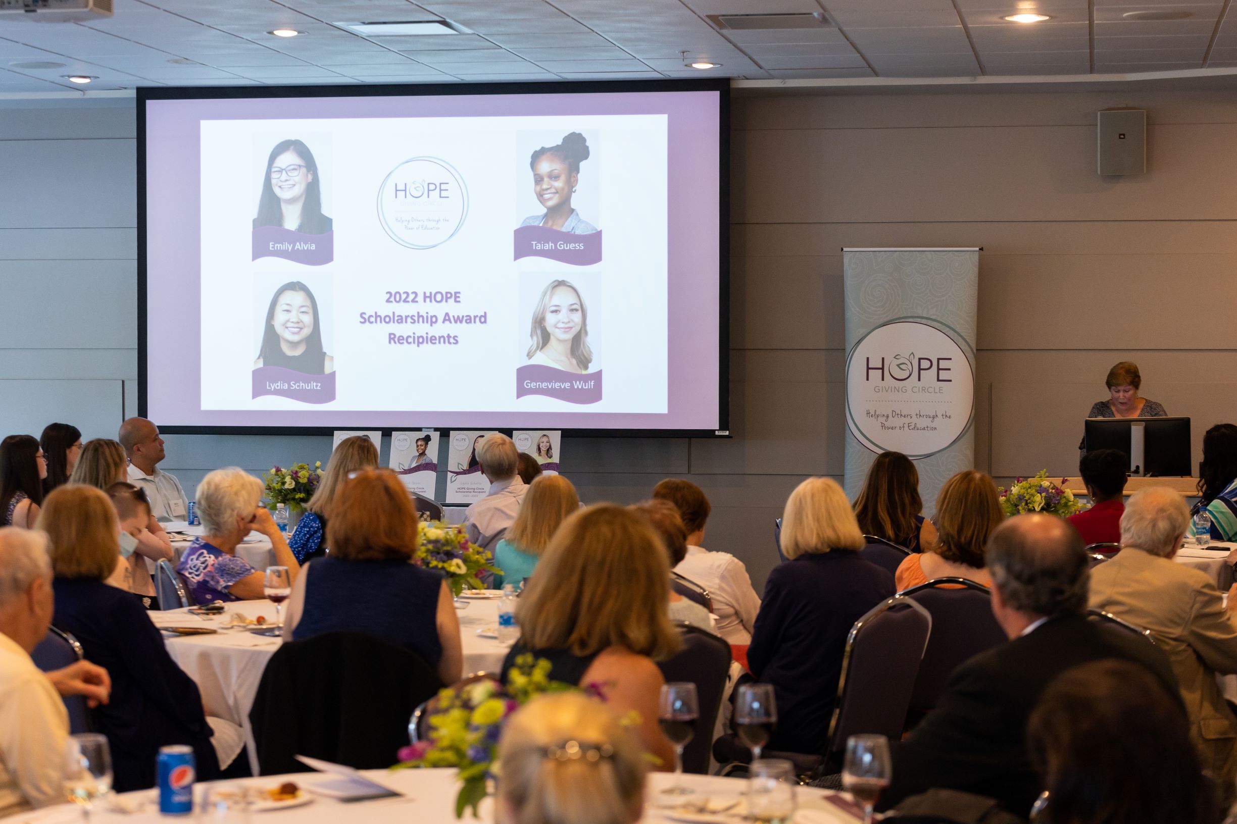 People gather at the HOPE Giving Circle reception