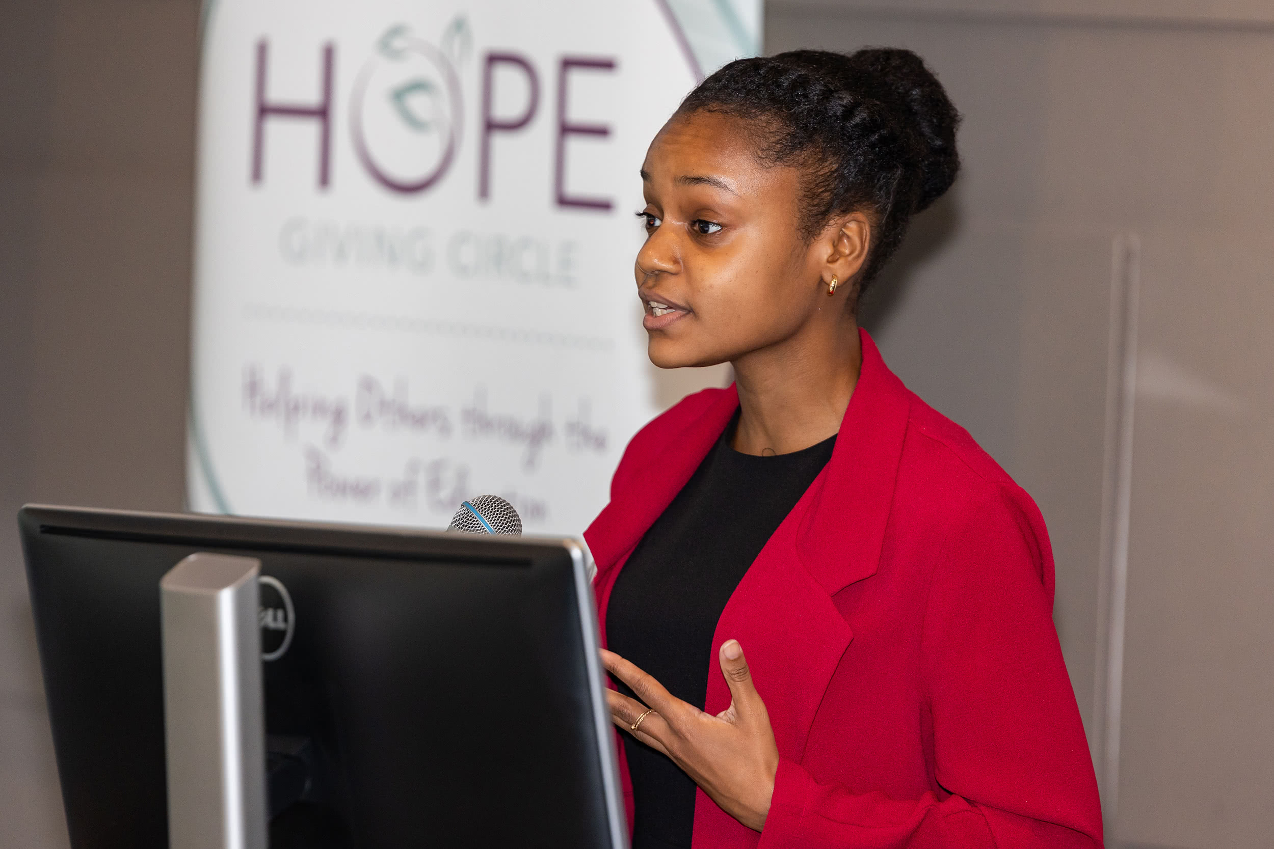 Taiah Guess speaks at the HOPE reception