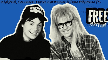 Wayne and Garth from Wayne's World appear in an image to promote the Harper Film Series
