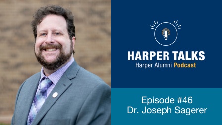 Harper Talks logo with headshot of Joseph Sagerer