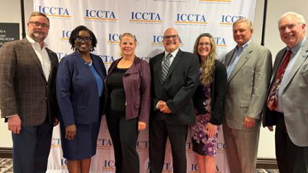 A group of Harper College representatives gathered at the ICCTA awards