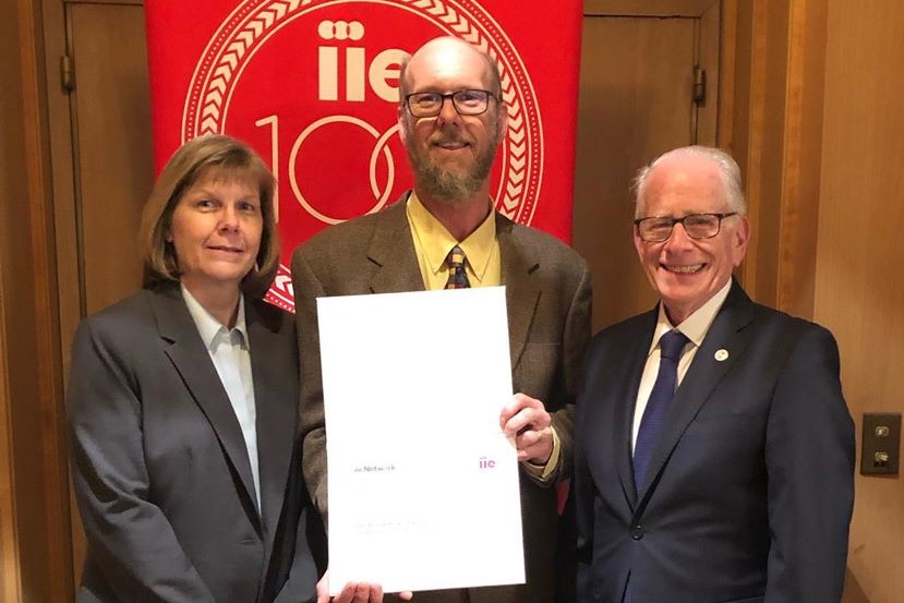 Kathy Bruce, Richard Johnson and IIE President Allan Goodman