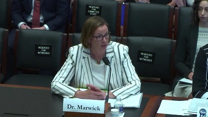 Provost Judy Marwick testifies at the House Committee on Education and Labor