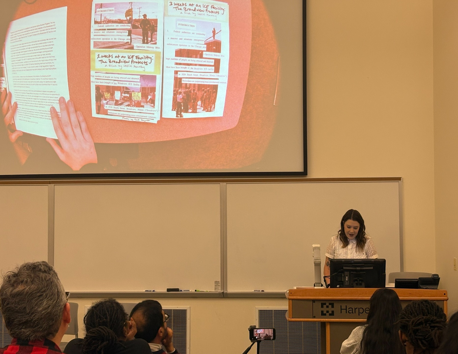 Leslie Murray presents at the fall Social Transformation Capstone Showcase.