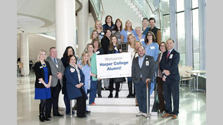 Harper alumni working at Advocate Good Shepherd Hospital gather at a recent Stand Up and Be Counted event