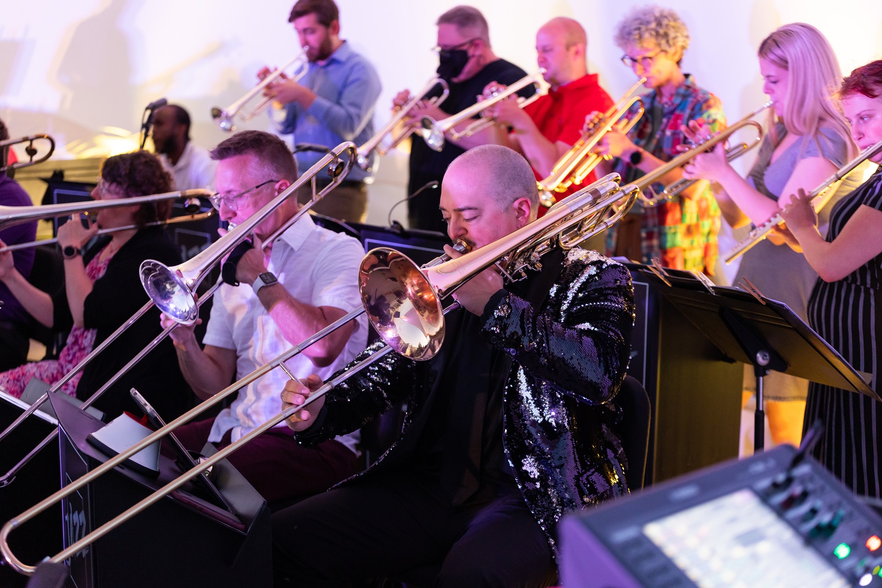 Musicians play during Harper College's Summer Concert Series