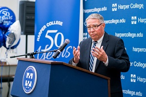 Dr. Ender addresses audience at University Center ribbon cutting