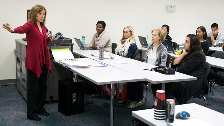 A cohort of insurance apprentices in the classroom at Harper College. 