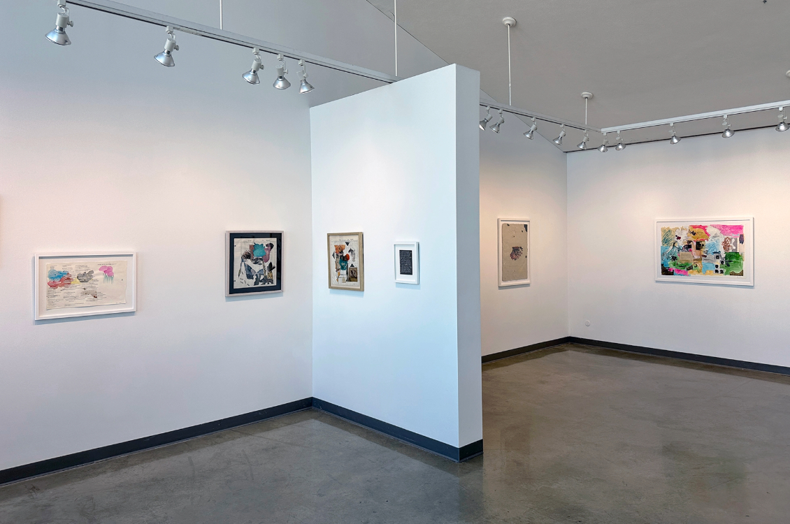 installation view of the exhibition space with artworks displayed on the walls