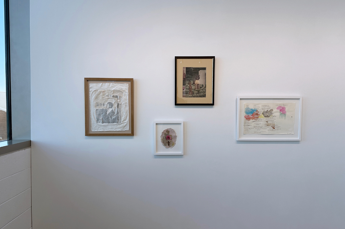 installation view of the exhibition space with artworks displayed on the wall