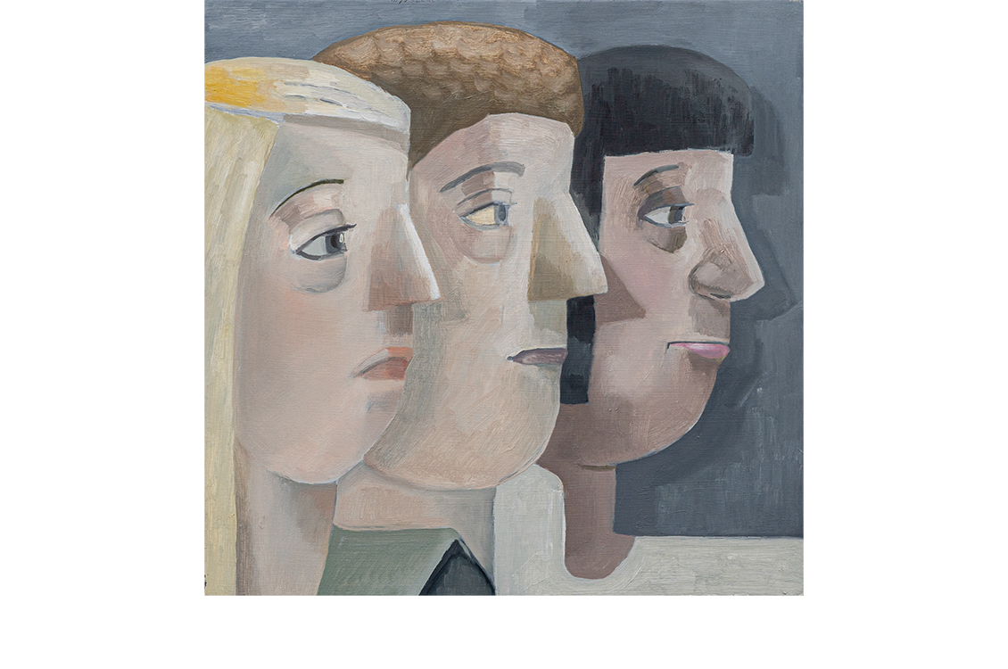 Three women in profile from the shoulders up.
