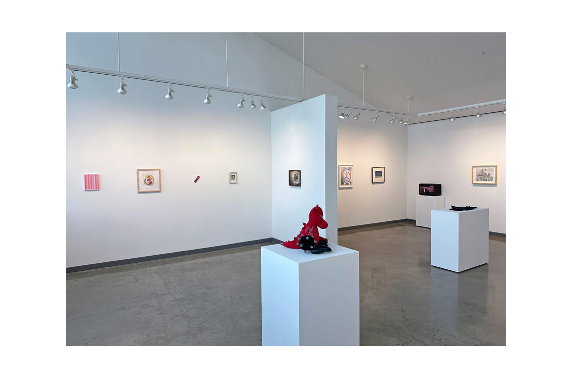 installation view with sculptures on display