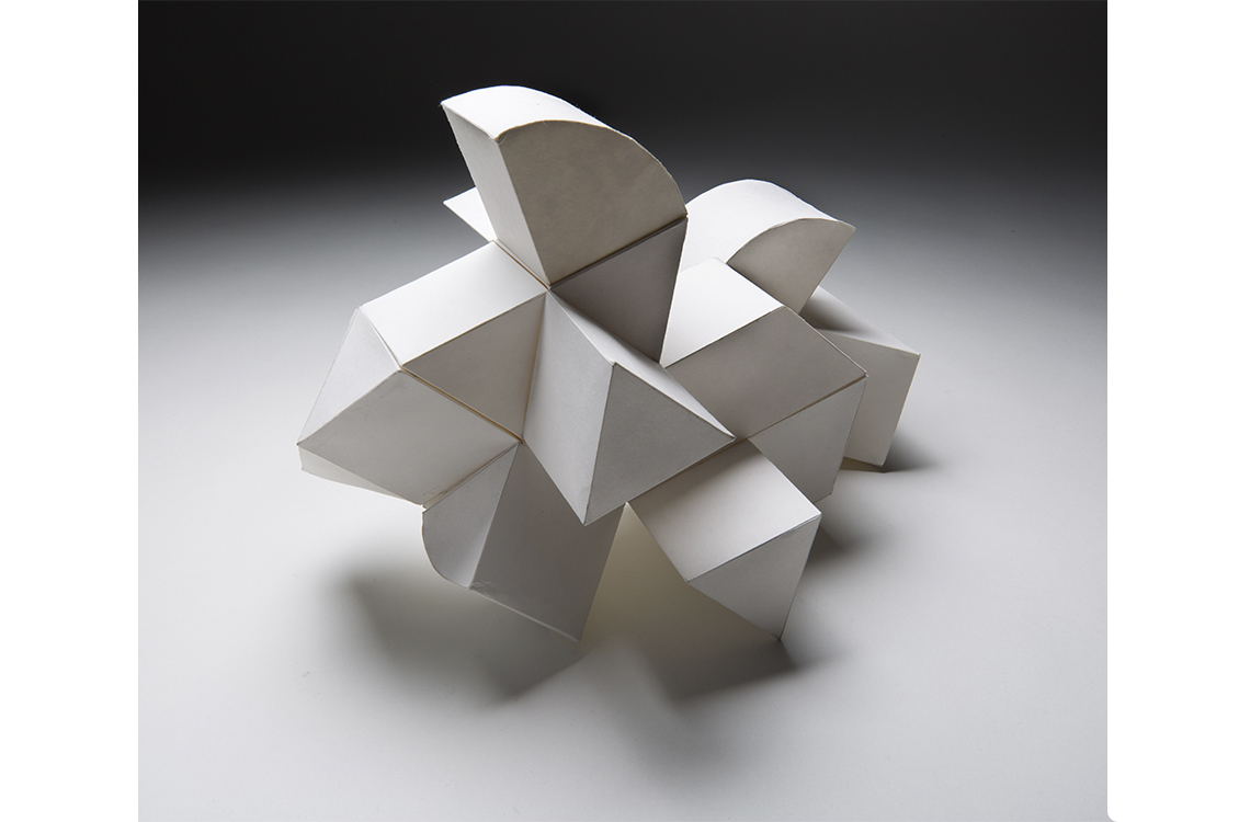 geometric abstract sculpture made of folded paper