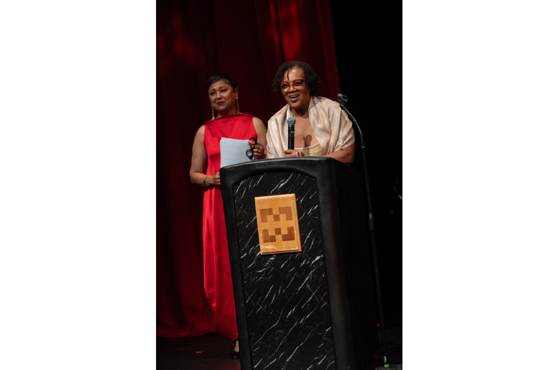 speaking behind the podium