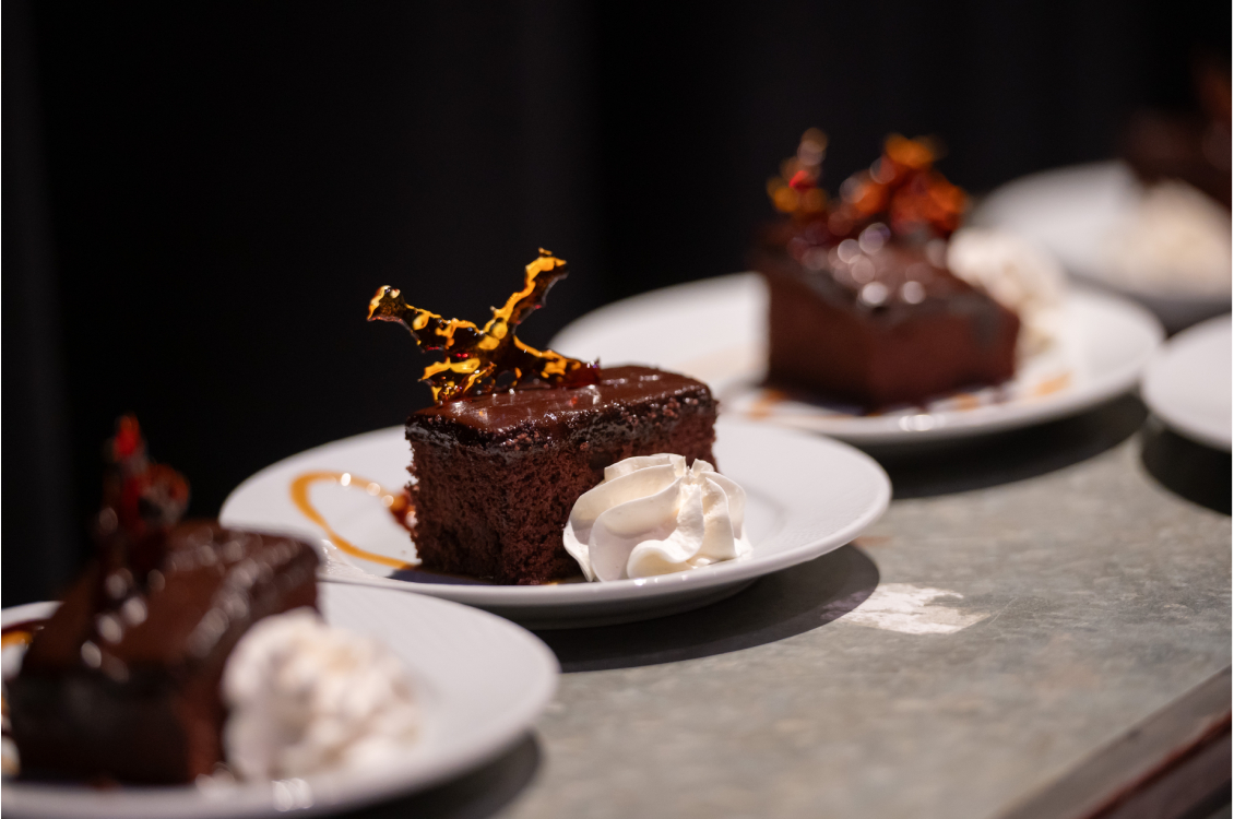 plater of chocolate cake 