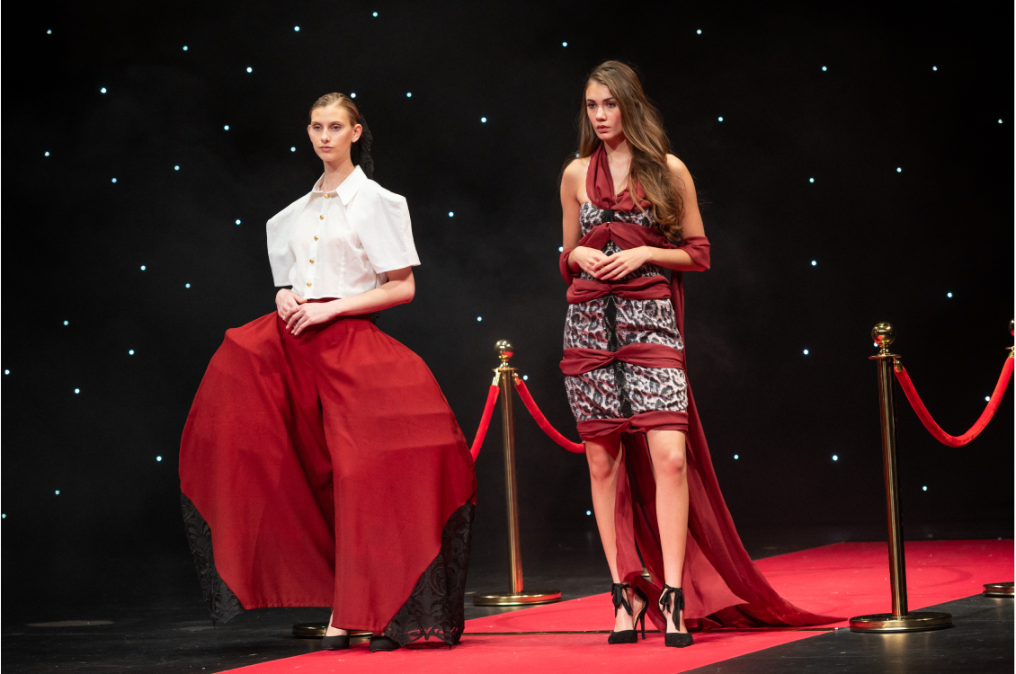 two model on runway