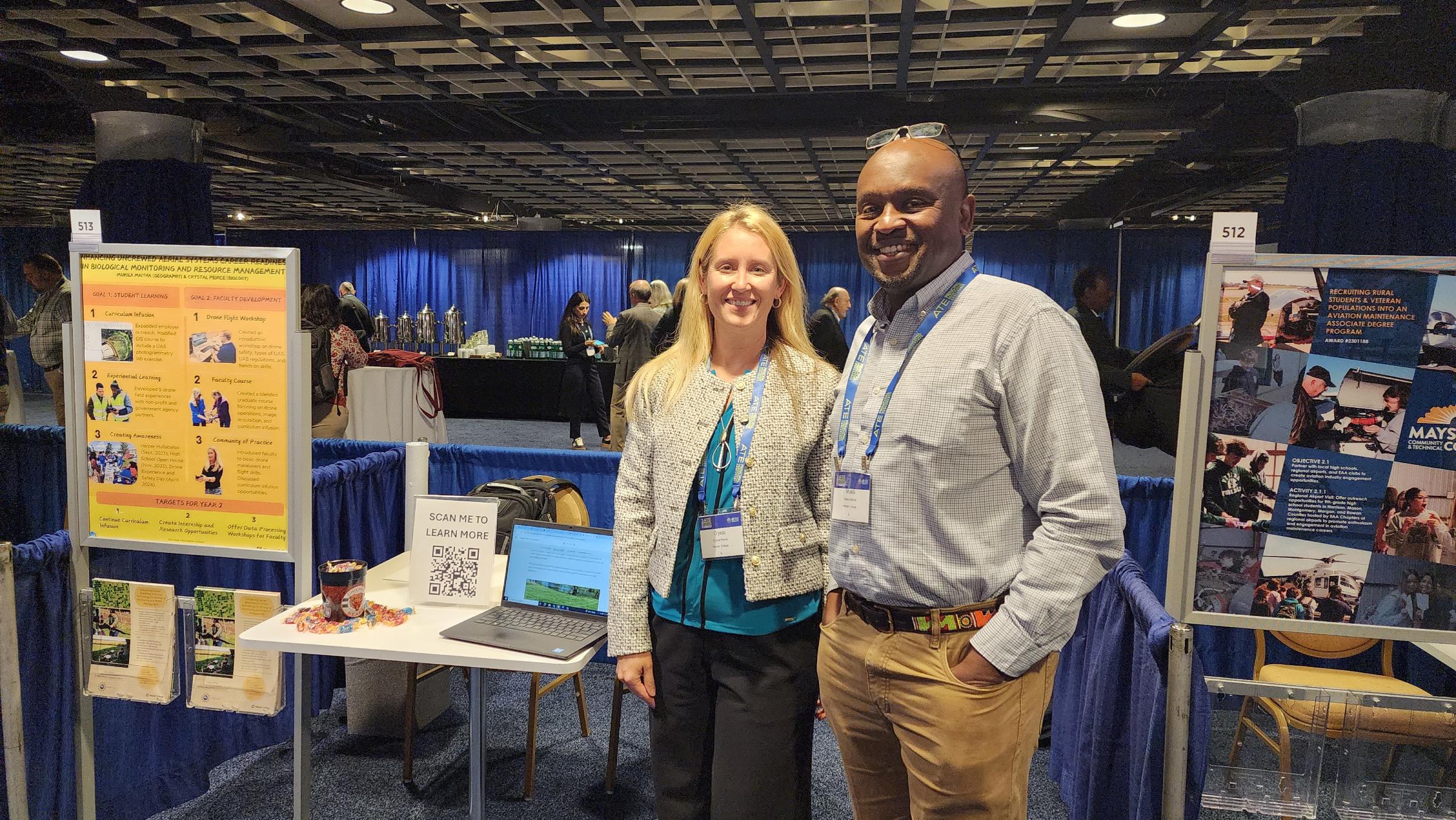 The GIS/Drone Technology program coordinator pictured with a representative at a conference