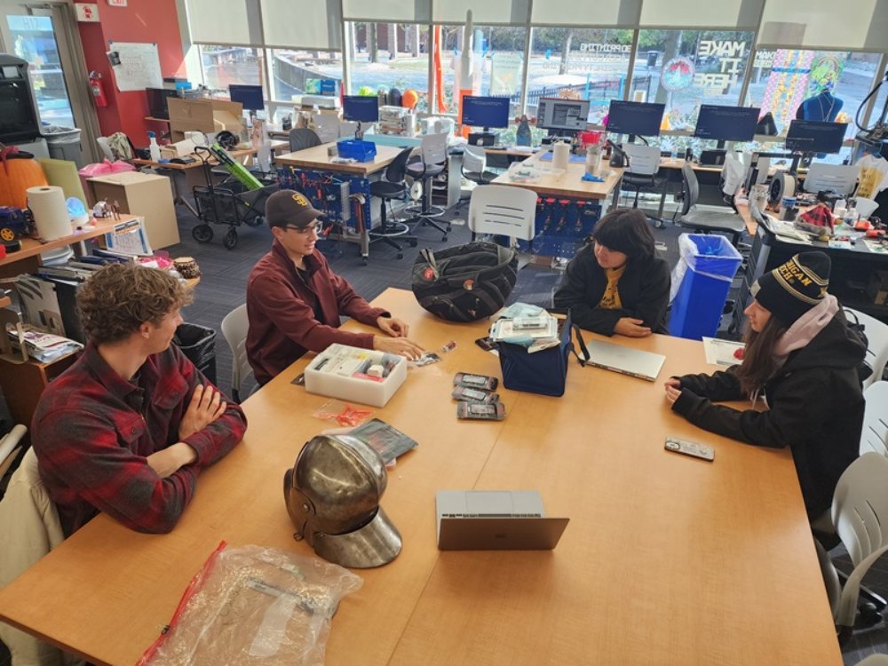 Drone club students learning about assembly. Fall 2023.
