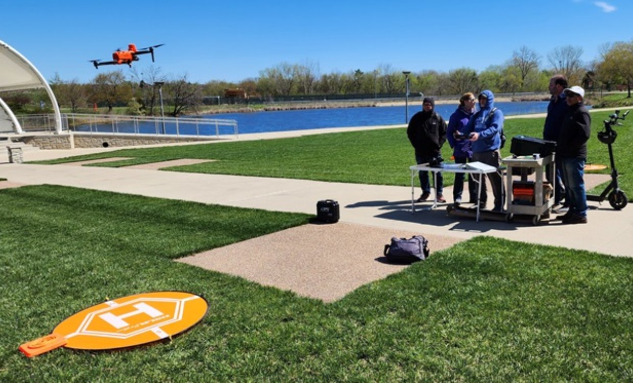Harper faculty drone flight training. Spring 2024.
