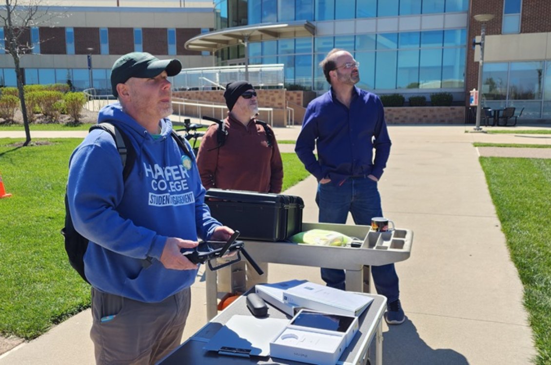 Harper faculty drone flight training. Spring 2024.