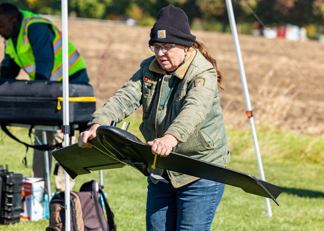 Flying a fixed wing drone in GEG 162. Fall 2022.