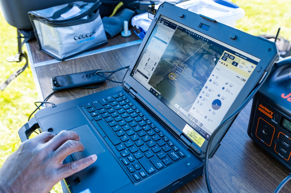 A map with information the drone has recorded, displayed on a laptop.