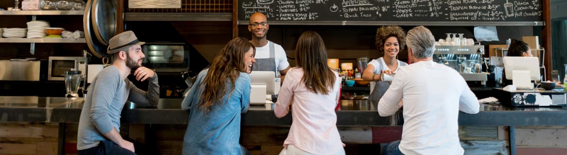 Customers being served at a dining location