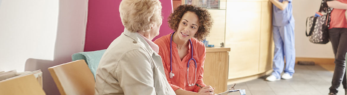 Lady consulting with health care professional