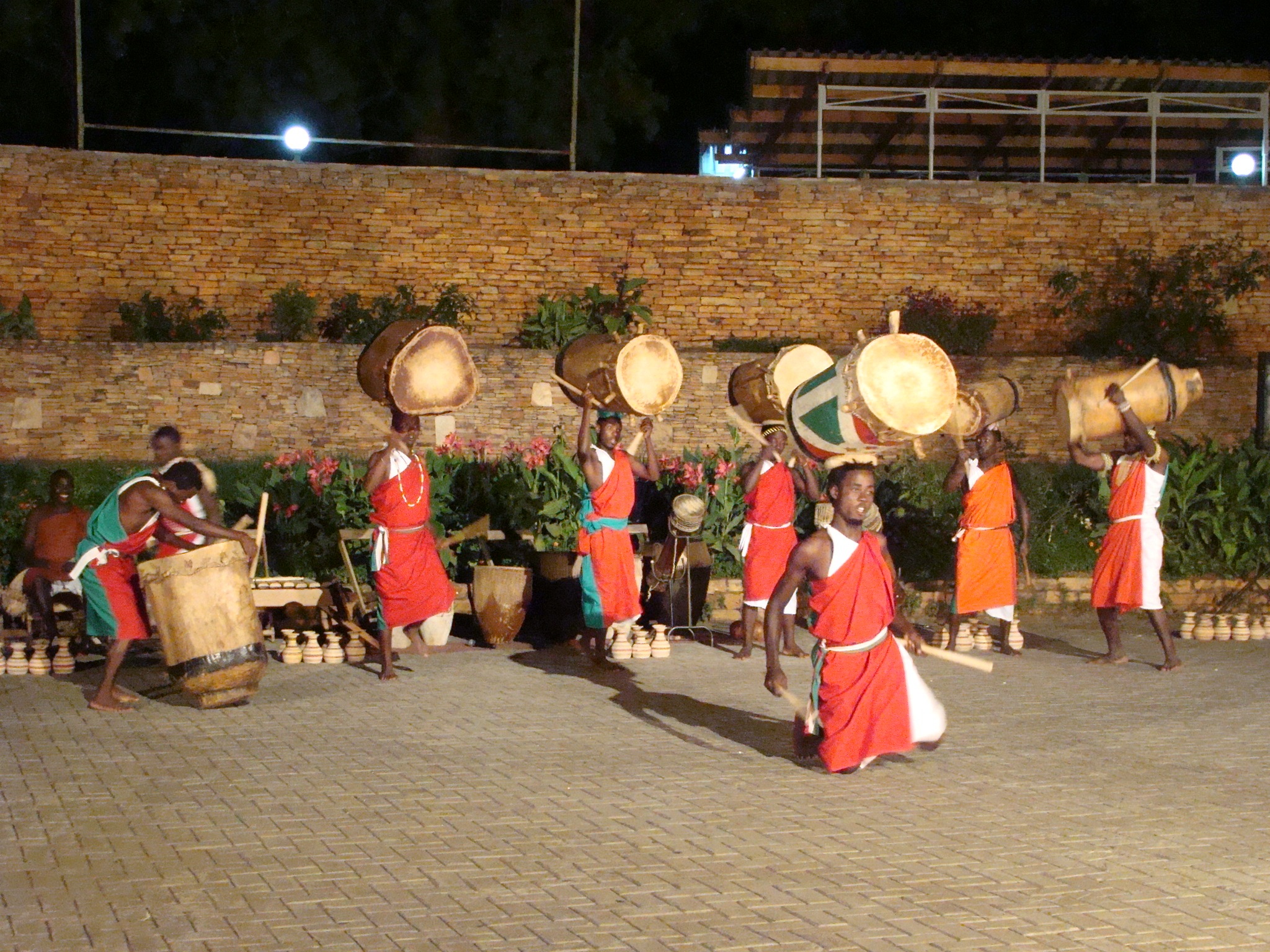 Musicians play the drums at Ndere Cultural Center
