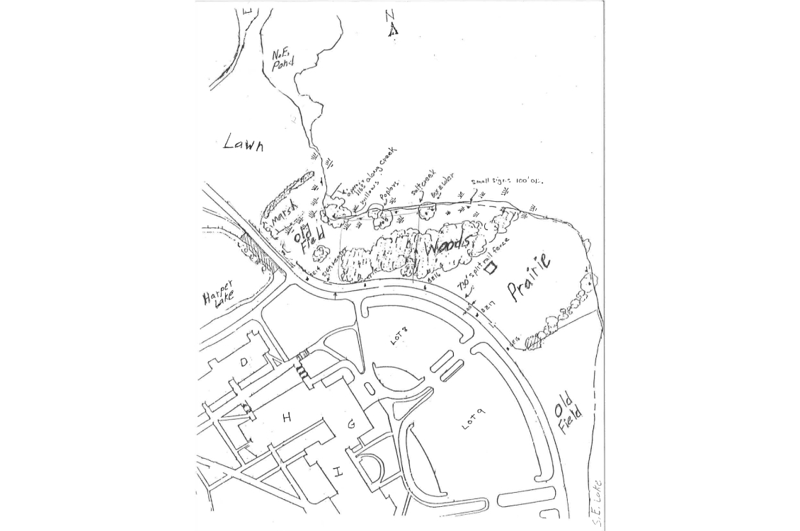Map of Harper College's Craig Stettner Prairie