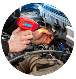 Technician working on an engine