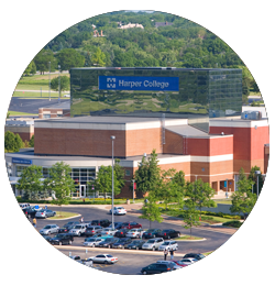 Aerial photo of Harper's campus