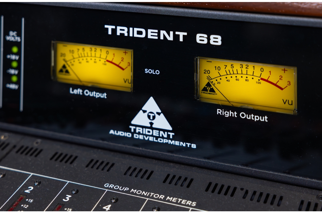 Dials measuring sound levels in the studio