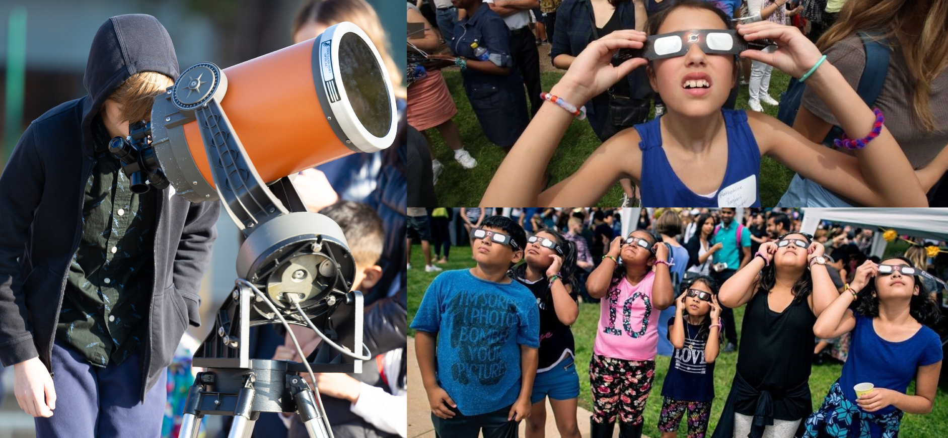Children looking at solar eclipse
