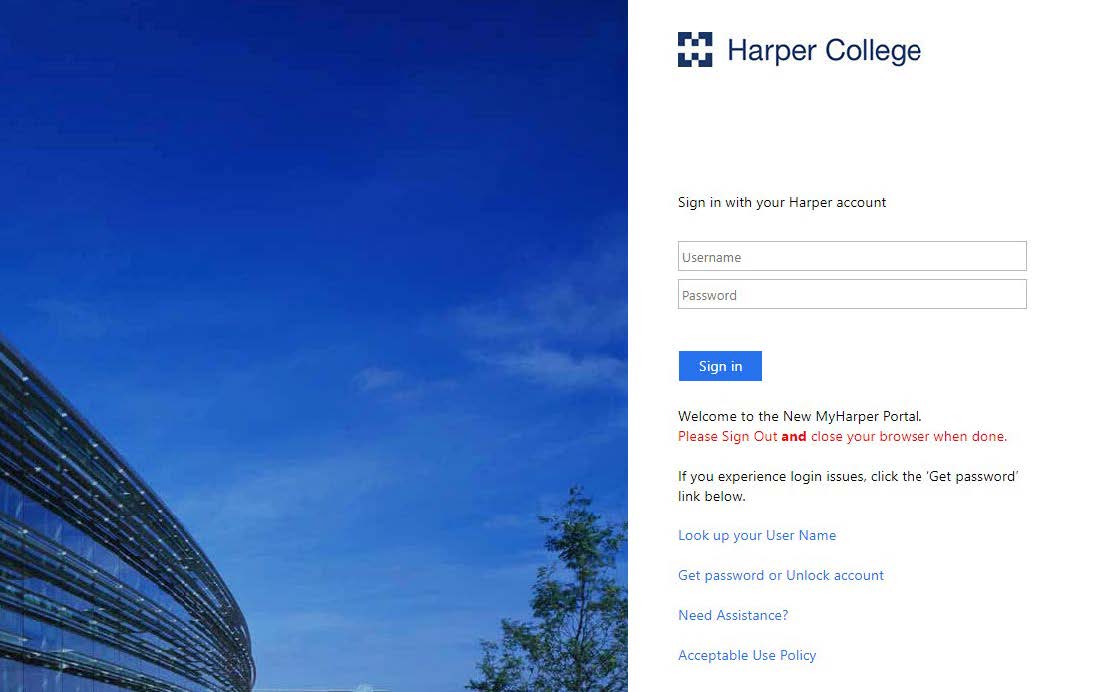 myharper sign in page