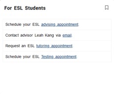 For ESL Students Card
