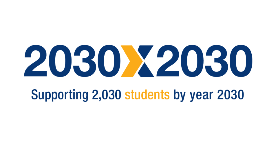 Harper College Educational Foundation Impact Statement logo stating supporting 2,030 students by 2030.