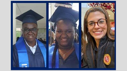 Alumni from left: Ahmed Akinyele, Suliat Akinyele and Veronica Naranjo.