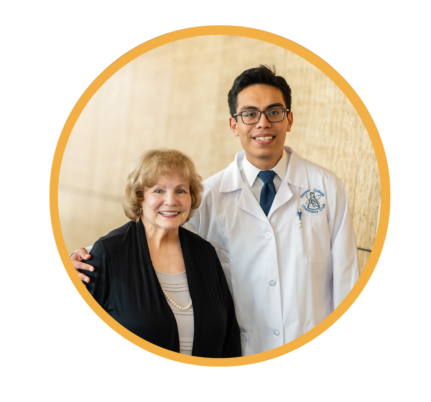 Diego C. with his scholarship donor Linda J. Lang portrait
